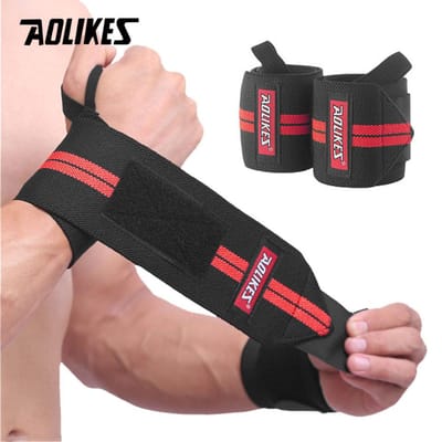 Aolikes 1 Paar Polssteun Brace voor Gewichtheffen Sportschool Training Crossfit Powerlifting Polsbanden Wraps black