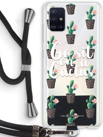 Case Company® - Hoesje met koord geschikt voor Samsung Galaxy A51 4G hoesje met Koord - Cactus quote - Telefoonhoesje met Zwart Koord - Bescherming aan alle Kanten en Over de Schermrand