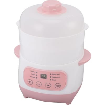 Elektrische Stoofpot met Stoommandje 200W 1L Keramisch Droogkookbeveiliging Mini Soepkoker Pot voor Pap Keuken L white