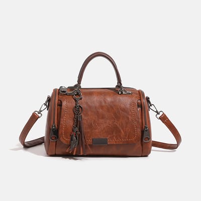 Vintage handtas, waterdichte schoudertas voor dames, koffiekleur, 27x15x18 cm