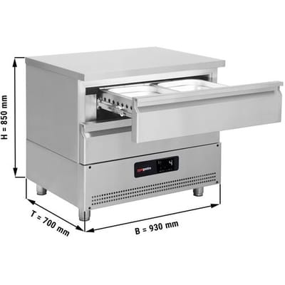 GGM Gastro Tiefkühl-/Kühlunterbau-Kombination - 930mm - 2 Schubladen - GN 2/1 Zilver