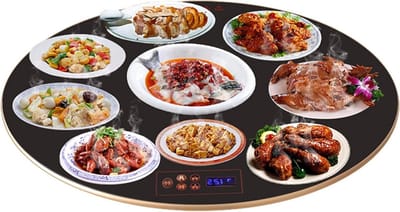 Elektrische Warmhoudbak - Draaibare Verwarmer - Eten Warm Houden - Instelbare Temperatuur - 61 cm Rond - Zwart