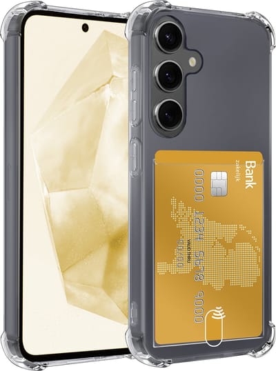 Hoesje - Geschikt voor Samsung Galaxy A35 - Met Pashouder en Kaarthouder - Telefoon Hoes Shockproof - Siliconen Case - Back Cover - Shock Proof - Pasjes Houder - Telefoonhoesjes - Transparant