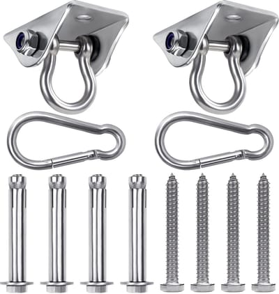Allecto - Zware Kwaliteit Schommelhaken - Roestvrijstalen Swivel Plafondhaken - 450 kg Belasting - Perfect voor Yoga en Hangmatstoelen - Voor Beton...