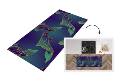 Keukenloper - Loper keuken - Patronen - Vis - Koi - 120x50 cm - Keukenloper vinyl