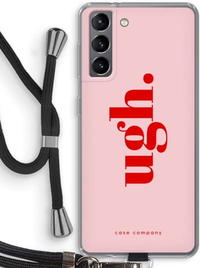 Case Company® - Hoesje met koord geschikt voor Samsung Galaxy S21 hoesje met Koord - Ugh - Telefoonhoesje met Zwart Koord - Bescherming aan alle Kanten en Over de Schermrand