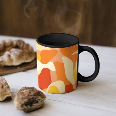 Magische Mok - Foto op Warmte Mokken - Koffiemok - Abstract - Vormen - Oranje - Magic Mok - Beker - 350 ML - Theemok