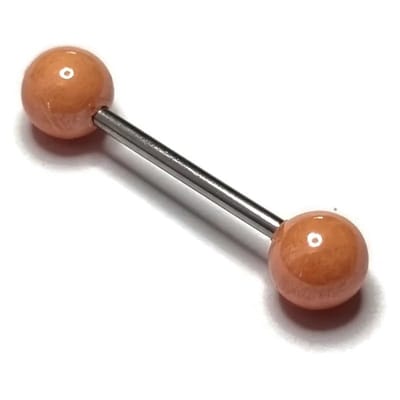 Aramat Jewels | Tongpiercings | Trendy Parel Tongpiercing -Staal | Licht Oranje | |6mm | Staal | Volwassenen | Verkleurd niet
