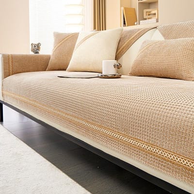 Crème Kleur Vier Seizoenen Universele Bankhoes Chenille Bankhoes Anti-Huisdier Kras Bankbeschermer Mat Woonkamer Tapijten 70x70cm 1pcs