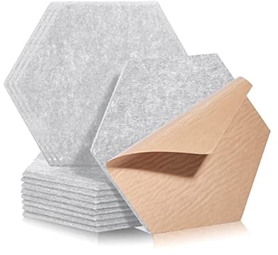 Akoestische Platen - Geluidsabsorberende Geluidsisolatie, Zelfklevend, 12 Stuks, 30 x 26 x 0,9 cm, Lichtgrijs