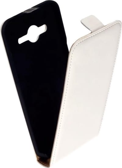 LELYCASE Lederen Samsung Galaxy Core 2 Flip Case Cover Hoesje Wit