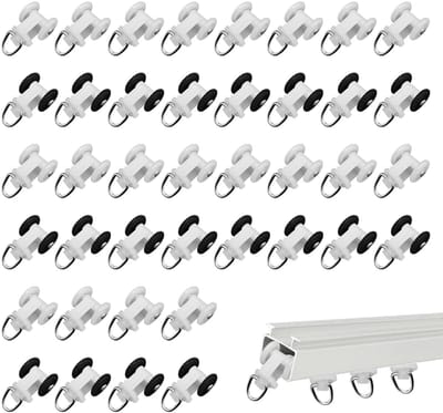 Allecto - Roller Kunststof Gordijn Katrol - Stille Katrol voor Ramen - Lichtgewicht en Geluidsarm - 40 Stuks - 10 mm Wielafstand - Geschikt voor Go..