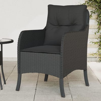 Tuinstoelen met kussens - Buitenstoelen set - Genieten van de tuin - Onderhoudsvriendelijk polyrotan - 2 stuks - Zwart