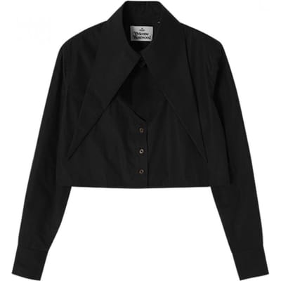 Vivienne WeStwood 1501005u W009q N401 Orb Logo Borduurwerk Hart Afgesneden Crop Dames Shirt 1501005U W009Q N401 (42) black
