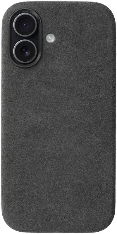 Rosso Avanti Hoesje Geschikt voor Apple iPhone 16 | Compatibel met MagSafe / Qi2 | Echt Italiaans Alcantara | Back Cover | Beschermhoes | Grijs