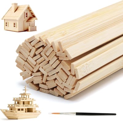 Set van 70 Bamboestokken 3 mm x 9 mm, 30 cm Lange Houten Stokken voor Creatieve Projecten, DIY, Modelbouw en Decoratie
