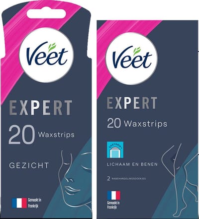 Veet - Expert - Gevoelige huid - Ontharingsstrips Gezicht 20st - Ontharingsstrips Benen (Sensitive) 20st
