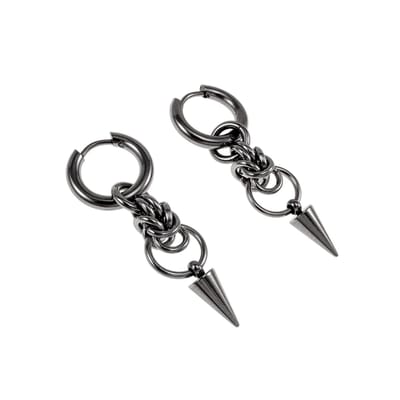esde2 Oorringen Unisex - Roestvrij Staal - 15 mm Diameter - Afneembare Punk Hanger & Clicksluiting - Zilverkleurig