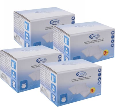 Ultra Fresh Vochtopnemer navulling - 12x 400 gram - vochtontrekker - vochtvanger - navulverpakking
