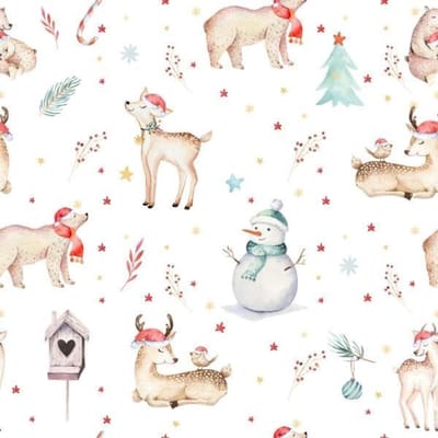 Cadeaupapier Kerstmis - Kerstcadeaupapier Inpakpapier - Cadeaus Versieren - Pastel Aquarel Design - 50cm x 200m - Wit