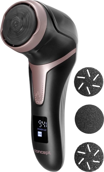 Concept - Elektrische Eelt - 3 Rollen - Pedicure Apparaat - Elektrische eeltvijlen - Oplaadbaar USB - IPX6 - Zwart
