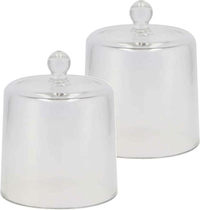 DK Design Decoratie stolp klein - 2x stuks - transparant glas - D13 x H16 cm - cloche stolpen