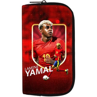 Clutch Tas koptelefoon tas L-Lamin Yamal Portemonnees Draagbare Geld Munt Portemonnee Creditcard Geld Tassen Voetbalster opbergtas red