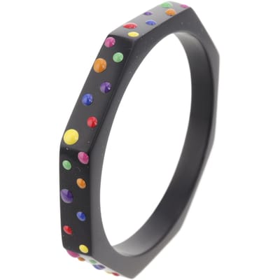 Behave - dames bangle zwart met stipjes - edgy partylook accessoire