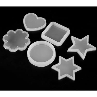 6 Soorten Cirkel Vierkant Hart Ster Vorm Siliconen Vorm Taartdecoratie Chocoladevorm Set DIY gray