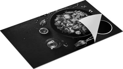 Chefcare Inductie Beschermer Salade Bord met Groentes - Zwart Wit - 85x52 cm - Afdekplaat Inductie - Kookplaat Beschermer - Inductie Mat