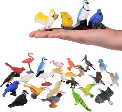Realistische vogelfiguren set van 23 stuks, inclusief arend, papegaai en uil - Educatief speelgoed voor poppenhuis, verjaardagstaart decoratie en cadeau voor kinderen