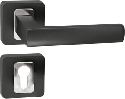 Domino® Deurkrukgarnituur MAFF QR - Chroom/Antraciet - PZ-Profielcilinderset met Vierkant Rozette - Deurbeslag van aluminium - Deurklink voor kamerdeur, kantoordeur, kelderdeur en binnendeur