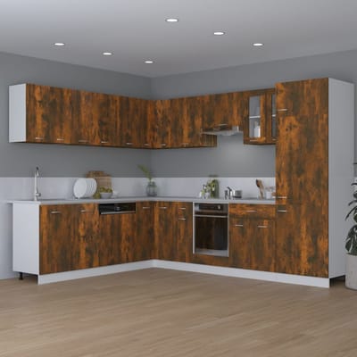 vidaXL - Bovenkast - Lyon - 80x31x60 - cm - bewerkt - hout - gerookt - eikenkleurig