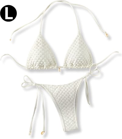 Nivard Bikini Dames - Meisjes Bikini - Badpak - Push Up - Vrouwen Badkleding - Zwemmen - Sexy Set - Top & Broekje - Wit - Maat L
