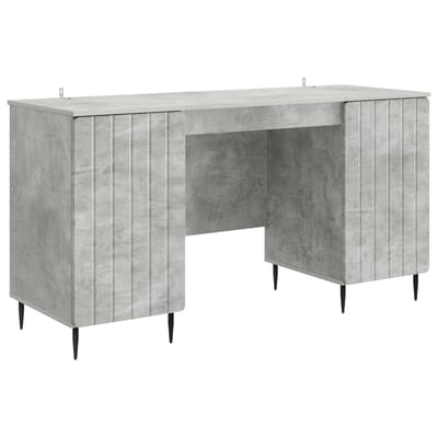 vidaXL - Bureau - met - plank - Betongrijs - 142,5 - x - 50 - x - 75 - cm - Bewerkt - hout