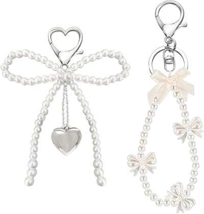 Cute Bow Pearl Sleutelhangers voor dames - Set van 2