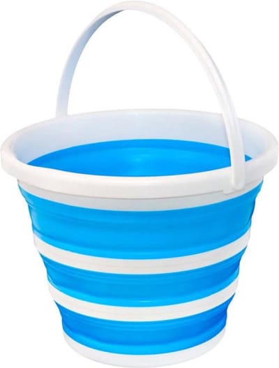 Concorde emmer opvouwbaar 15L blauw/wit kunststof rubber ruimtebesparend handig