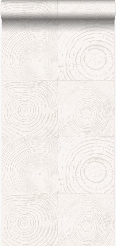 Origin Wallcoverings behang dwarsdoorsnede boomstam ivoor wit - 347546 - 53 cm x 10,05 m