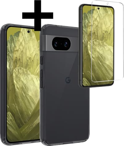 Hoesje - Met Screenprotector - Geschikt voor Google Pixel 8a - Sterk & Shockproof - Back Cover - Siliconen Case - Telefoon Hoes - Telefoonhoesjes - Transparant