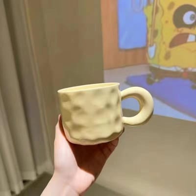 Tasse Mignon Ours Jaune Mignon Tasse à Eau Ménagère avec Couvercle Anniversaire Céramique de Haute Valeur 400ml beige