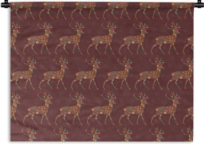 Wandkleed - Wanddoek - Hert - Patronen - Kleuren - 120x90 cm - Wandtapijt