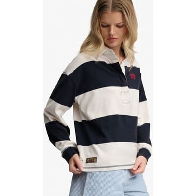 Superdry Heritage Stripe Rugby Top Blauw Grootte: 34