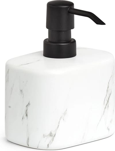 Zeller Zeeppompje/dispenser - keramiek - wit marmer look luxe - 13 cm