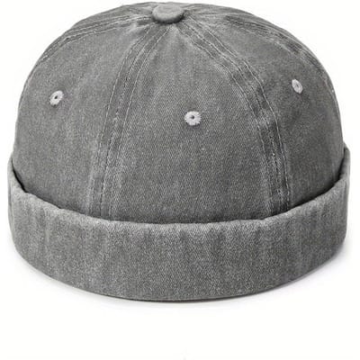 [Zachte Touch] Vintage-Geïnspireerde Zachte Skullcap Muts met Verstelbaar Bandje, Pet zonder Klep in Effen Kleuren | Lichtgewicht & Comfortabel lichtgrijze kleur