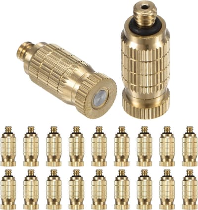 20-Pack Messing Misting Nozzles voor Hoge Druk, 0.004"/0.1mm Opening, Ideaal voor Buitenkoeling, Tuinieren en Serres