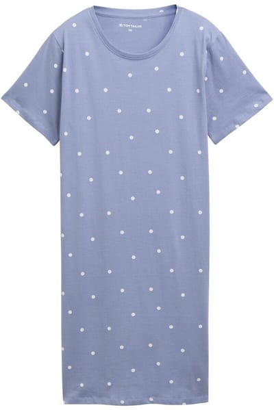 Tom Tailor - Nachtjapon met stippenprint van katoen - Maat S/36 - blau-mittel-Punkte