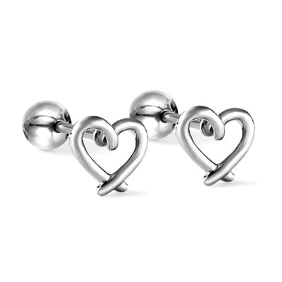 WeLoveSilver - oorstekers - chirurgisch staal - open hart - zilver - 6mm