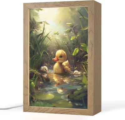 Nachtlampje 20x30 cm - Kinder lampje - Eendjes - Dieren - Natuur - Tafellamp kinderkamer - Slaapkamer lamp - Bedlamp kinderen - Kinderlampje stopcontact - Wandlamp babykamer - Nachtlampjes