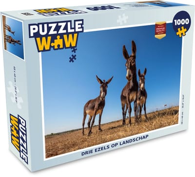 Puzzel Drie ezels op landschap - Legpuzzel - Puzzel 1000 stukjes volwassenen