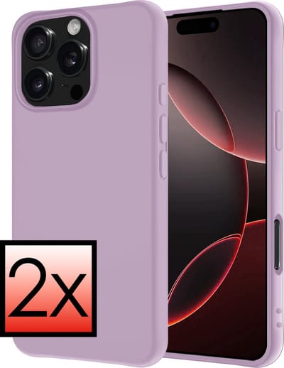 Hoesje - 2 Stuks - Geschikt voor Apple iPhone 16 Pro - Sterk & Shockproof - Case Siliconen - Back Cover - Telefoon Hoes - Lila